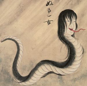 Nure-onna (濡女, a female monster who appears on the beach) from the Hyakkai-Zukan (百怪図巻), circa1737.
