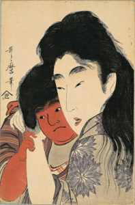 Yama-uba and Kintarō woodblock print. (ukiyo-e)