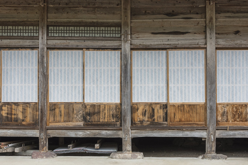 Japanese paper door of farm house, Shirakawa-go