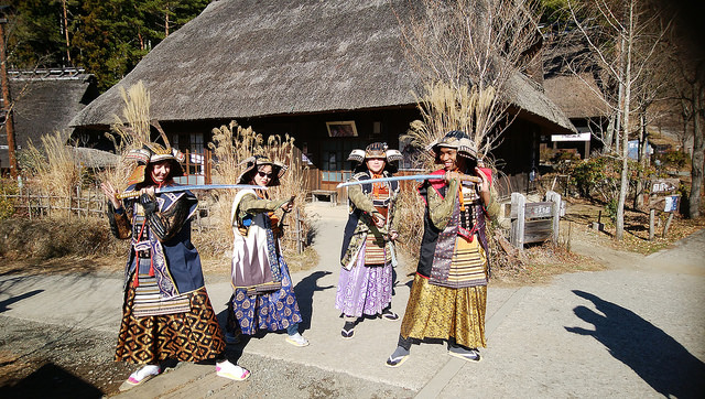 KCP Fall 2017 students in samurai attire at Yamanashi