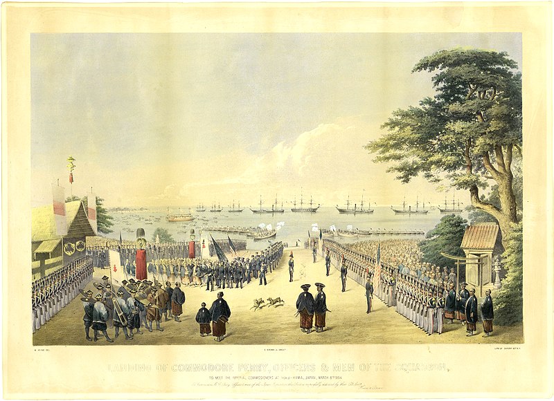 Commodore Matthew C. Perry's visit of Kanagawa, near the site of present-day Yokohama on March 8, 1854.