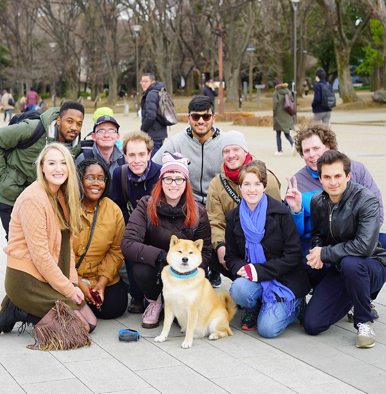 KCP students at Ueno Park with Maru