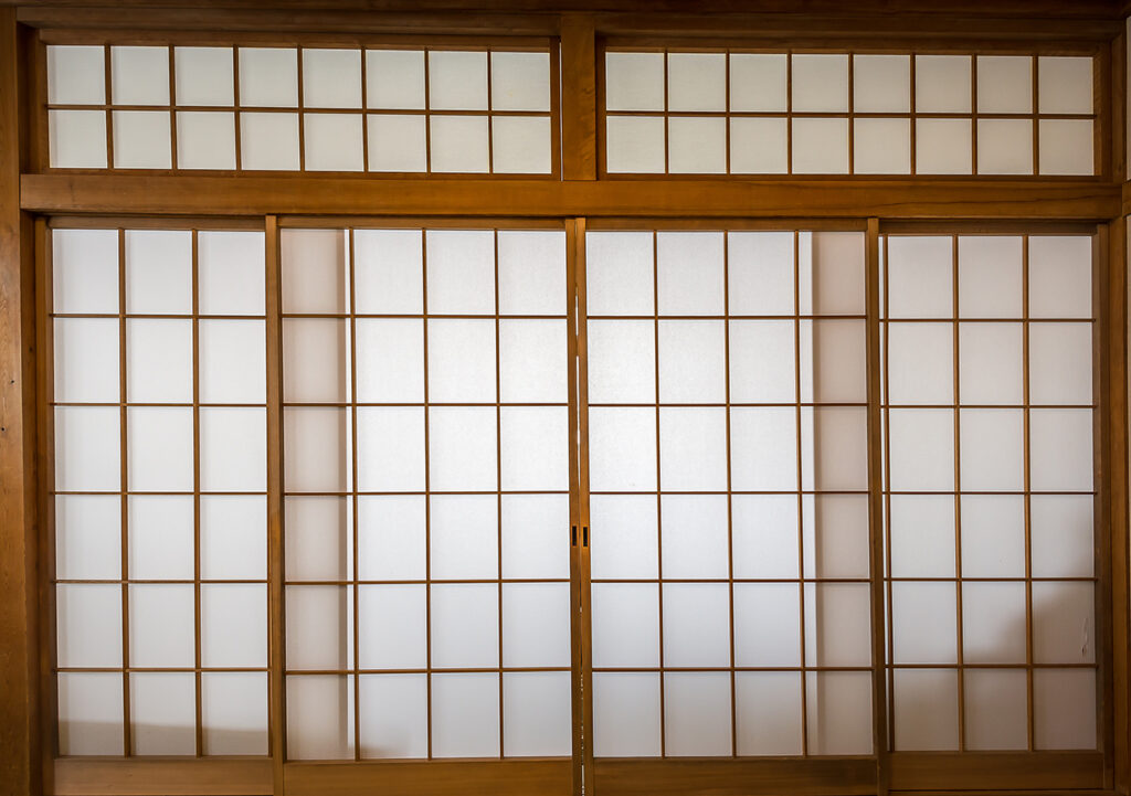 Shoji , Traditional Japanese door made of rise paper